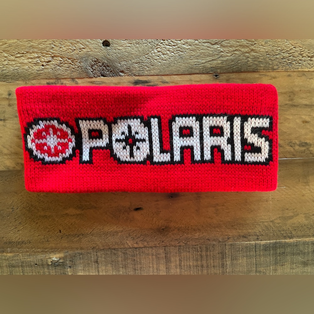 Vintage Polaris Knit Winter Headband Snowmobile Outdoor Skiing Red NWT